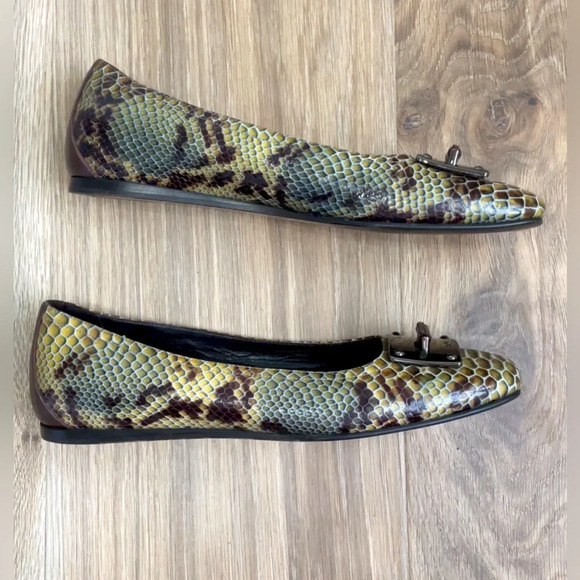 Donald J. Pliner “Ana” Python Snakeskin Leather Flats Size US 8 Made in Italy - Picture 1 of 6